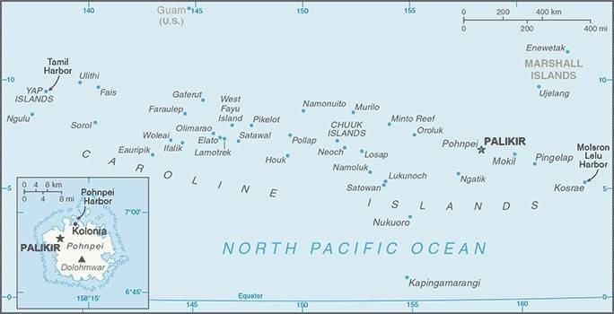 Map of the Federated States of Micronesia from the CIA World Factbook