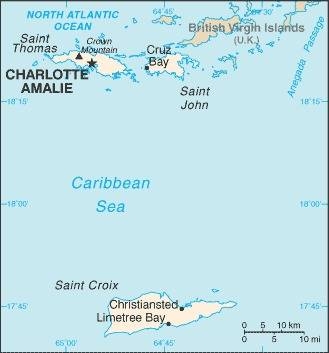 Map of U.S. Virgin Islands from the CIA World Factbook