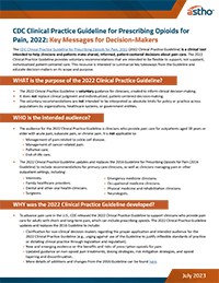 Page 1 of Clinical Practice Guideline for Prescribing Opioids Key Messages for Decision-Makers brief