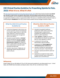 Page 1 of Clinical Practice Guideline for Prescribing Opioids What It Is vs What It’s Not brief